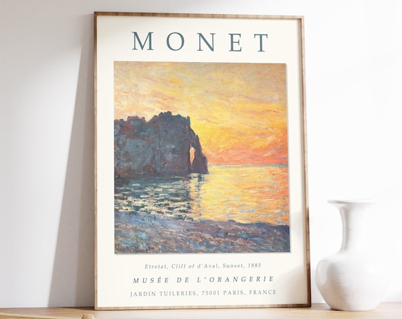 Claude Monet Etretat Print Cliff of d Aval Sunset 1885 Museum Art