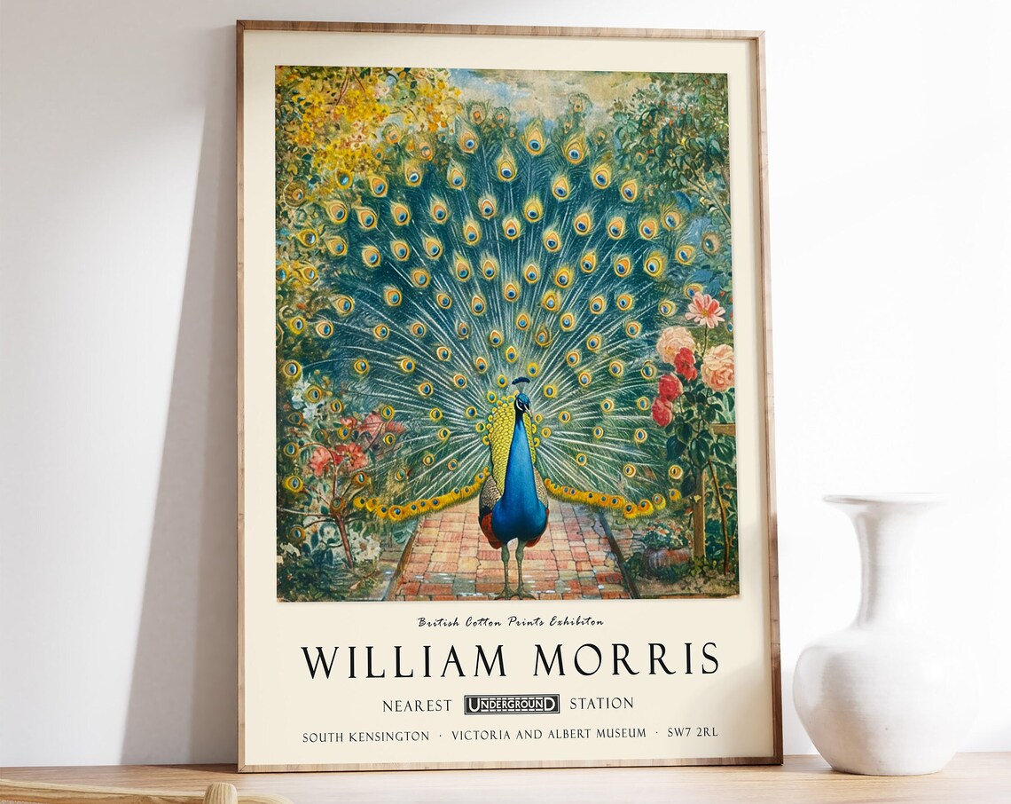 William Morris Peacock Vintage Exhibition Poster Art Print