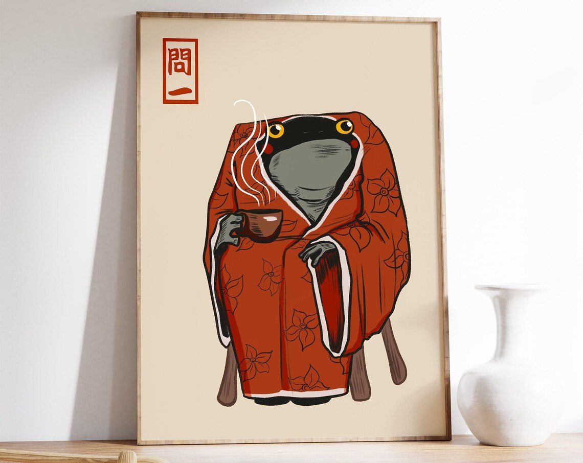 Matsumoto Hoji Frog Japanese Vintage Art Poster