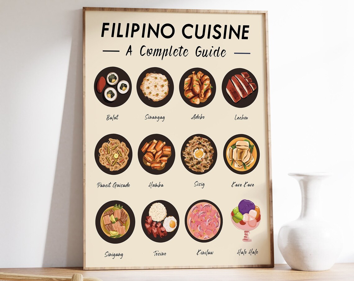 Filipino Food Retro Print, Kitchen Wall Art