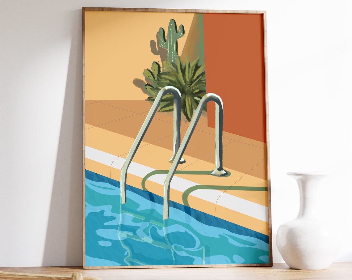 Swimming Pool Art Print, Summer Wall Decor
