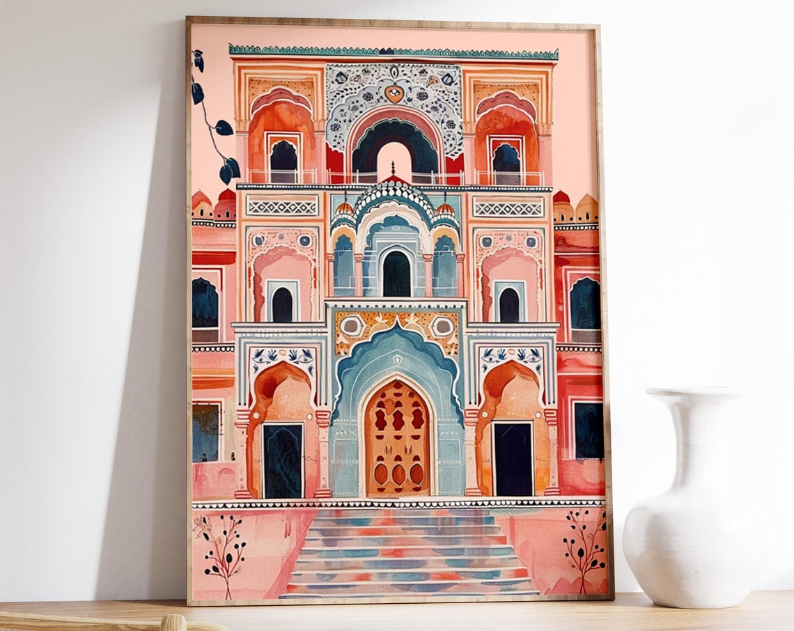 Indian Palace Facade Traditional Pichwai Style Architecture Poster