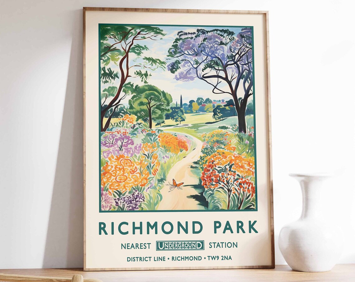 Richmond Park London Vintage Floral Botanical Art