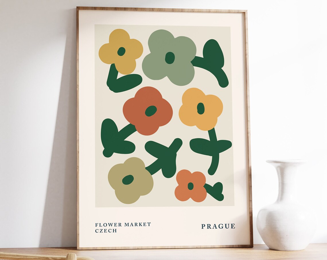 Prague Flower Market Travel Poster, Floral Decor