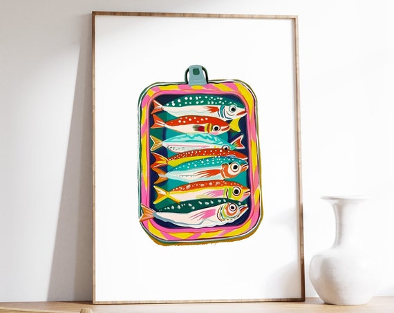 Sardines Food Poster, Vintage Kitchen Decor