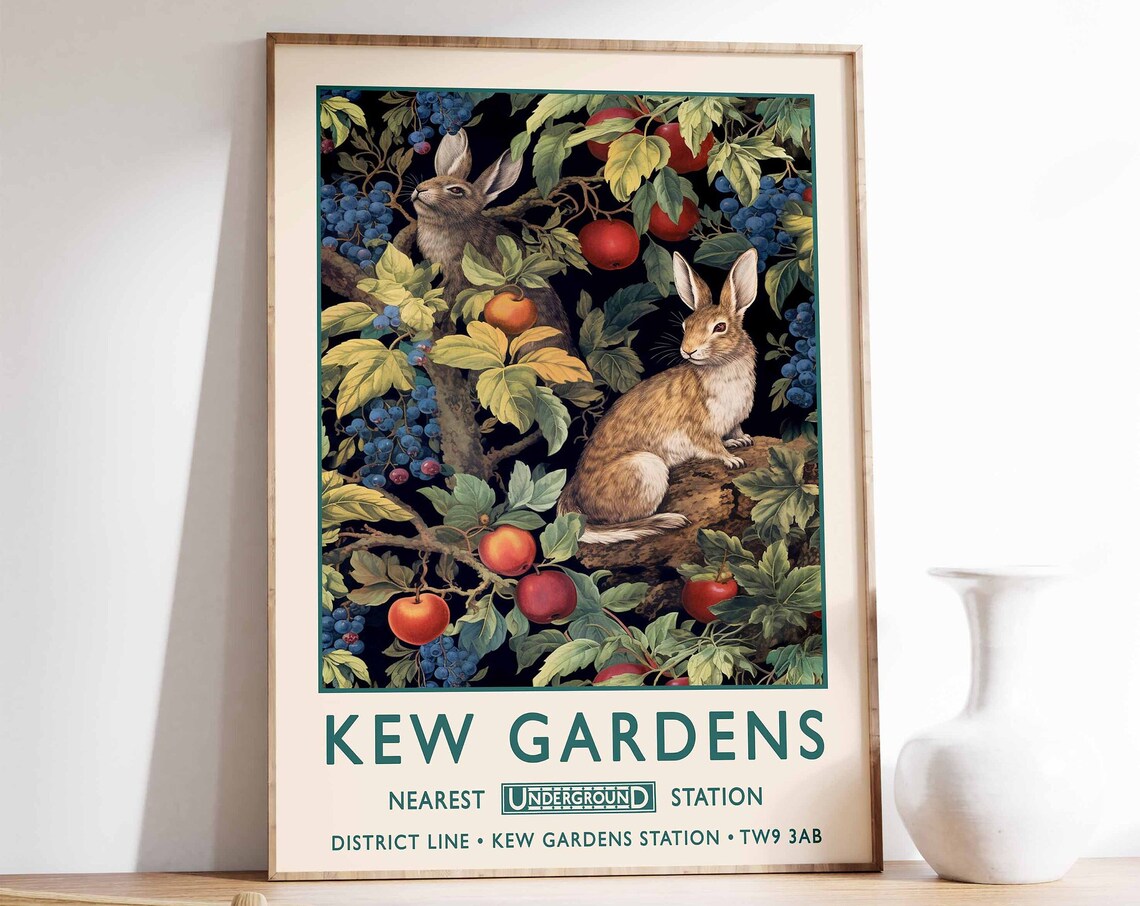 William Morris Rabbit Print, Vintage Floral Poster