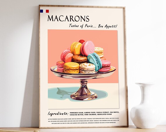 Macarons French Dessert Kitchen Art Print