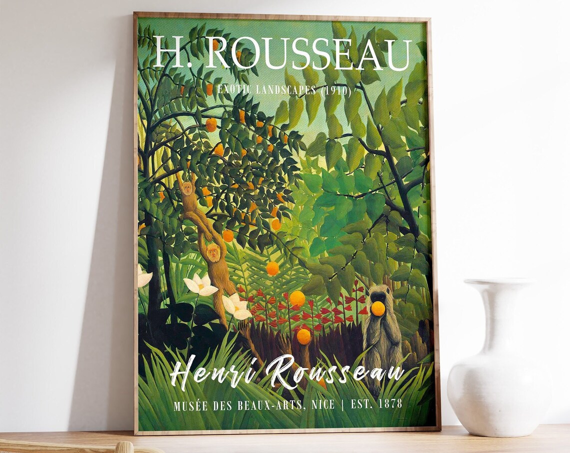 Henri Rousseau Exotic Landscapes Tropical Jungle Monkeys Art Print