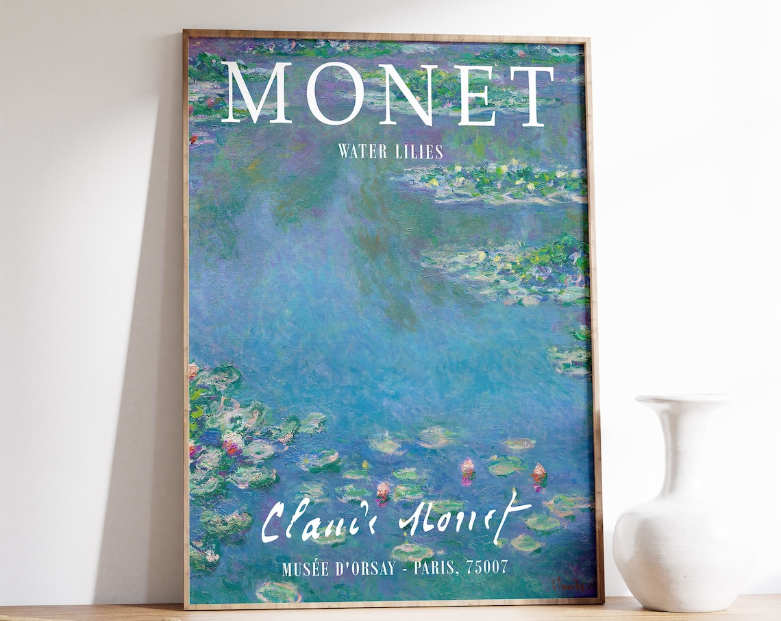 Monet Water Lilies Exhibition Art Print, Floral Decor