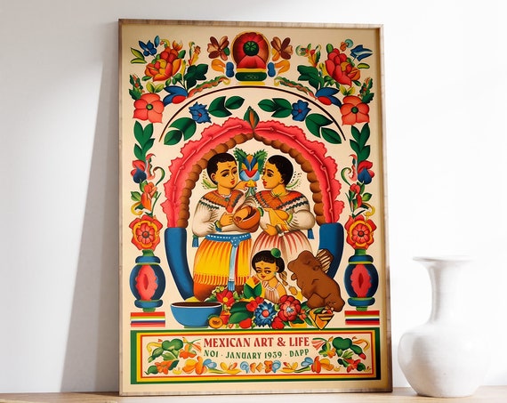 Mexican Art and Life January 1959 Vintage Folk Painting Poster