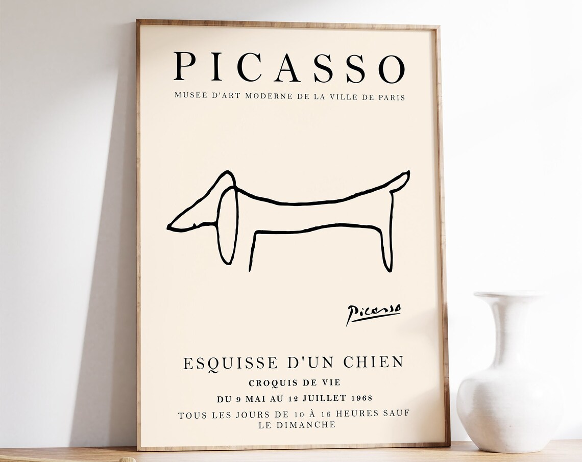 Picasso-Inspired Dachshund Line Drawing Art Print