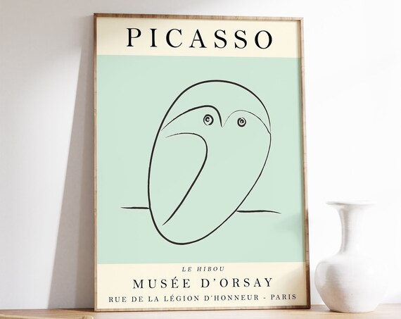 Picasso Exhibition Line Art Poster Owl Animal Print Animal Poster Vintage Poster Vintage Print Bird Print Minimalist Art Ideal Gift