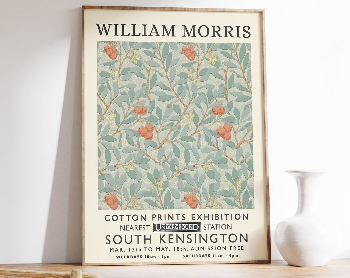 William Morris Exhibition Print, Vintage Floral Art Print