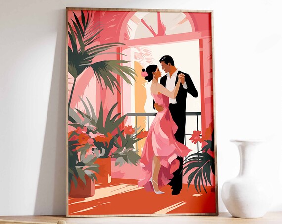 Latin Dancers Vintage Salsa Dancing Art Print
