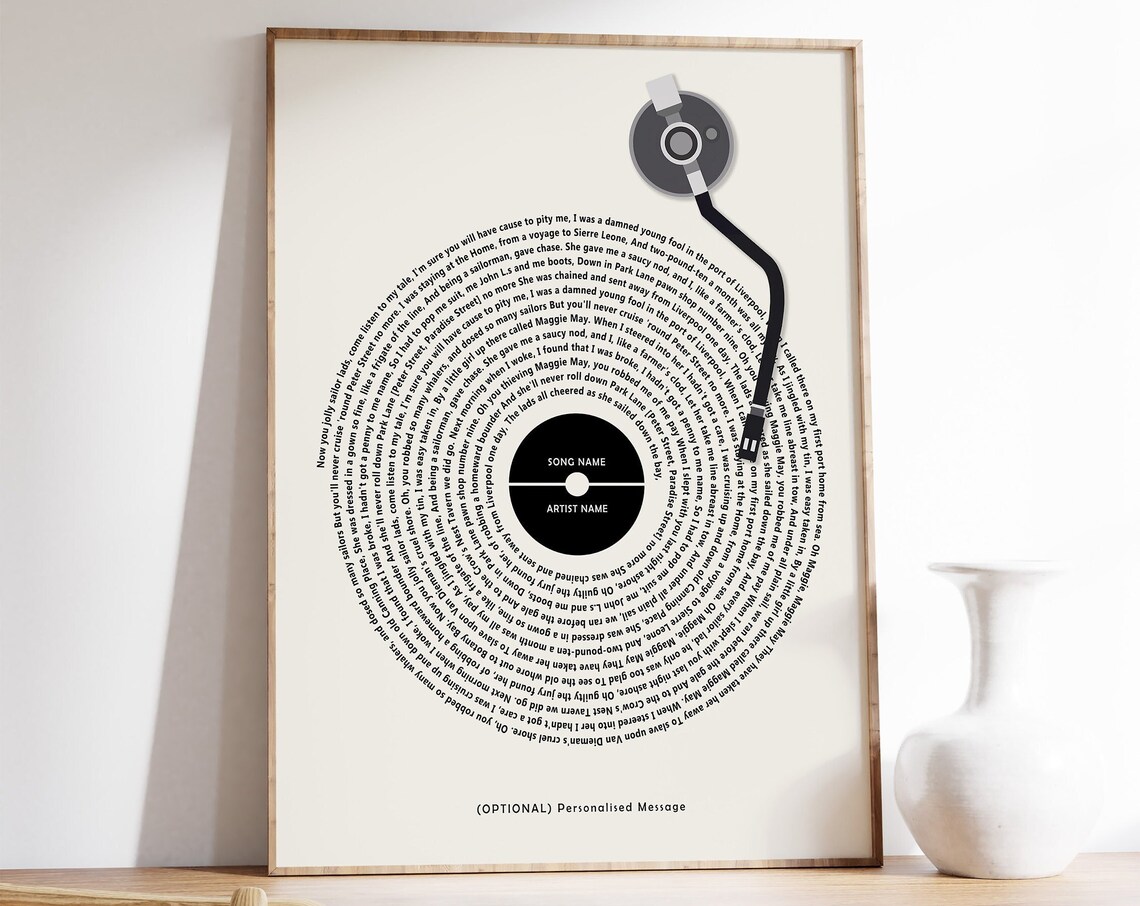 Custom Vinyl Lyrics Personalised Music Poster Art Print