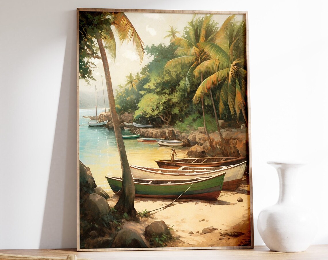 Caribbean Tropical Floral Scenery Art Print