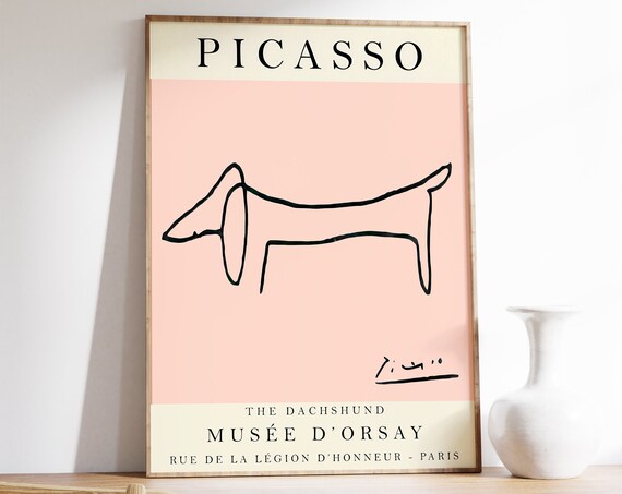 Picasso Exhibition Poster The Dog Vintage Art Minimalist Poster Line Drawing Art Print Bedroom Art Ideal Gift Various Sizes