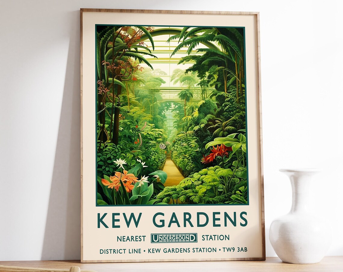 Kew Gardens London Botanical Gardens Vintage Poster