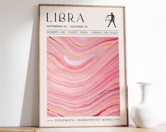 Libra Star Sign Print Star Sign Poster Birthday Gift Zodiac Sign Astrology Star Sign Art Print Boho Decor Bedroom Art A1a2a3a4