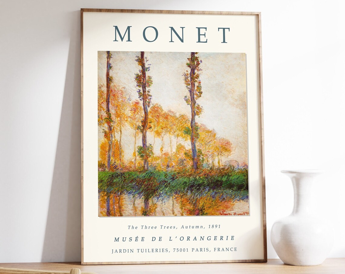Claude Monet The Three Trees Vintage French Art Print