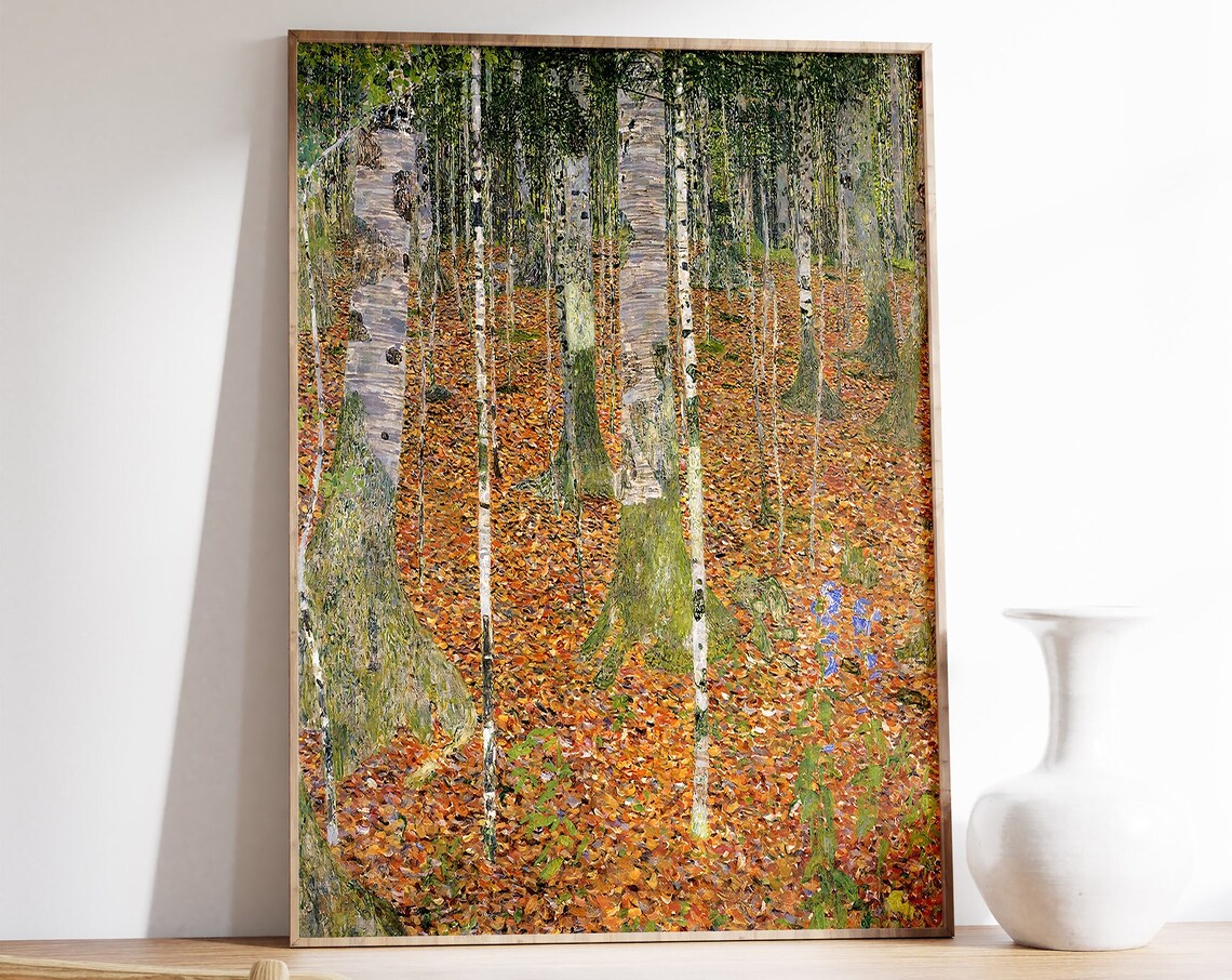 Gustav Klimt Farmhouse Birch Trees Art Print