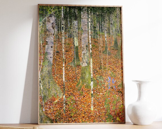 Gustav Klimt Farmhouse Birch Trees Art Print