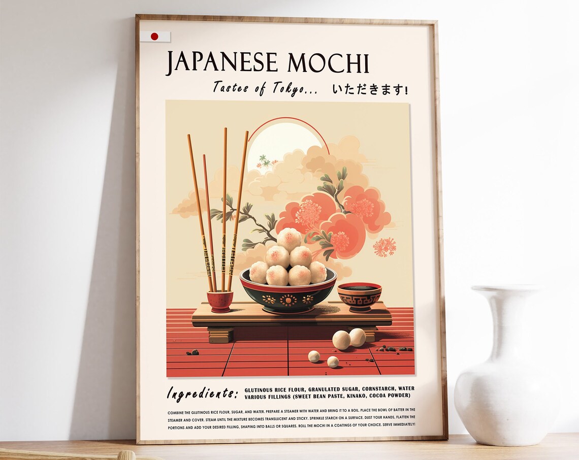 Japanese Mochi Food Print, Kitchen Decor