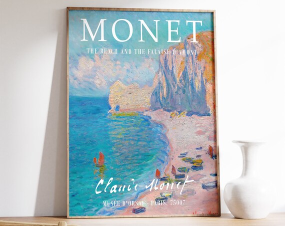 Monet Exhibition Poster, Beach and Falaise Art Print