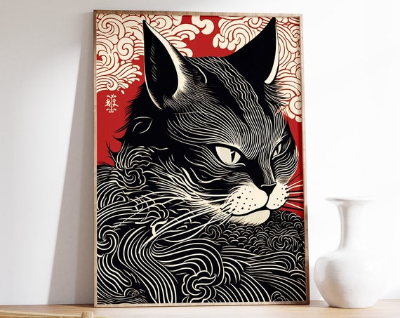 Vintage Japanese Cat Gift For Cat Lovers Poster