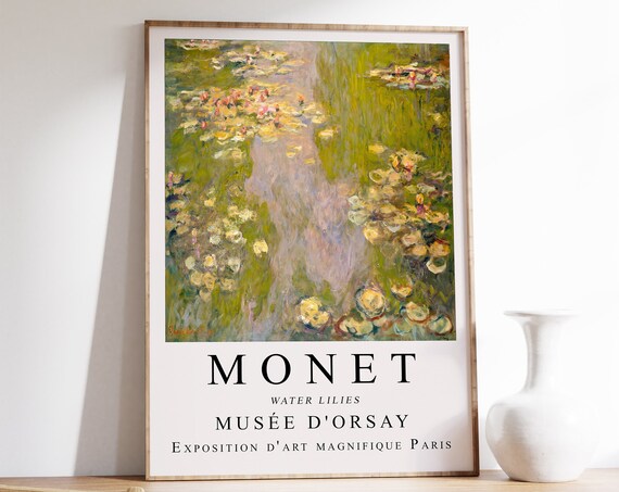 Monet Exhibition Poster Water Lilies Gallery Quality Art Floral Garden Scenery Nature Wall Art Decor Monet Floral Art Vintage Gift