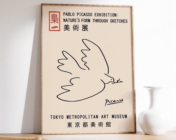 Picasso Bird Exhibition Poster, Vintage Minimalist