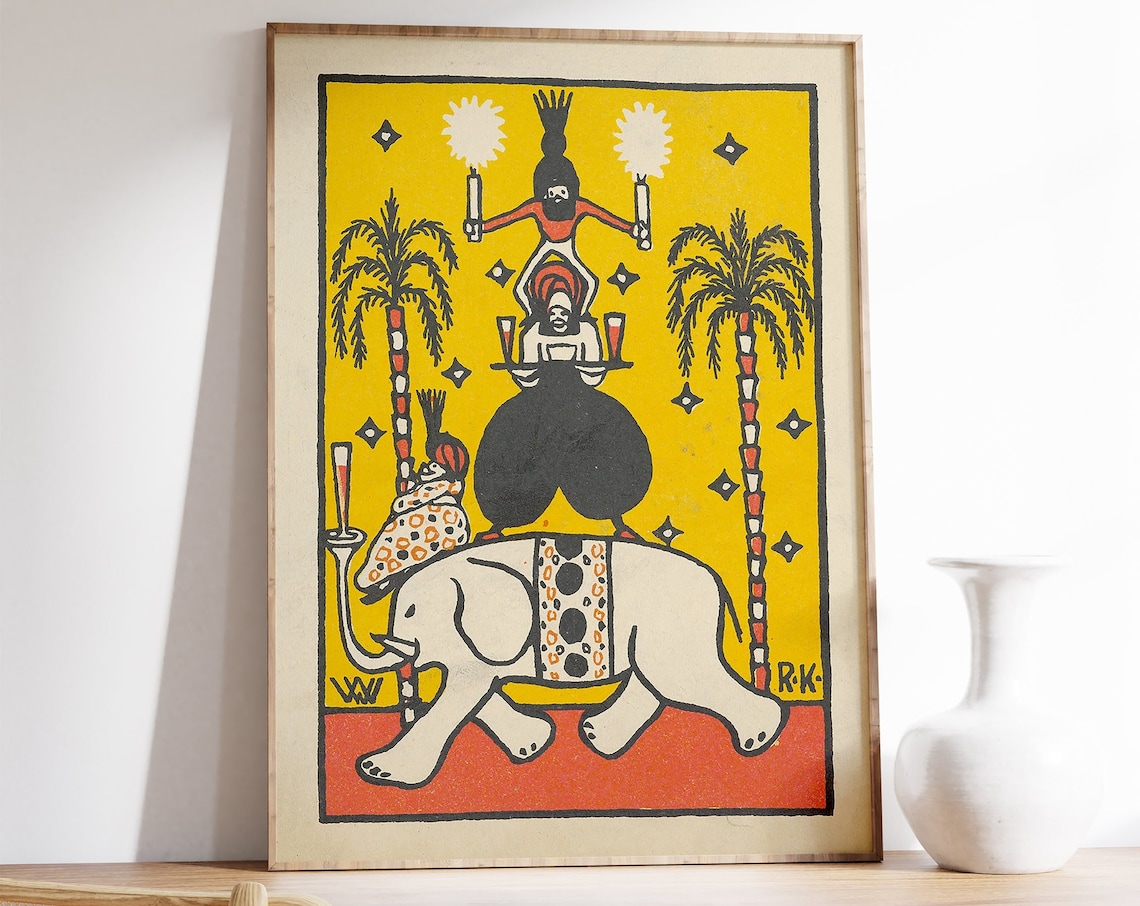 Indian Elephant Vintage Art Print, Spiritual Decor