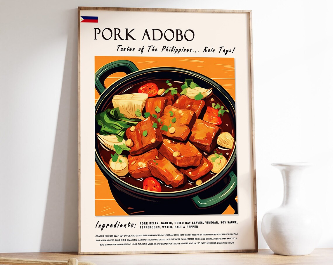 Pork Adobo Filipino Food Poster, Kitchen Art Print