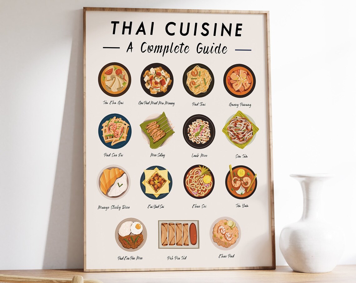 Thailand Cuisine Food Art Print, Retro Kitchen Poster