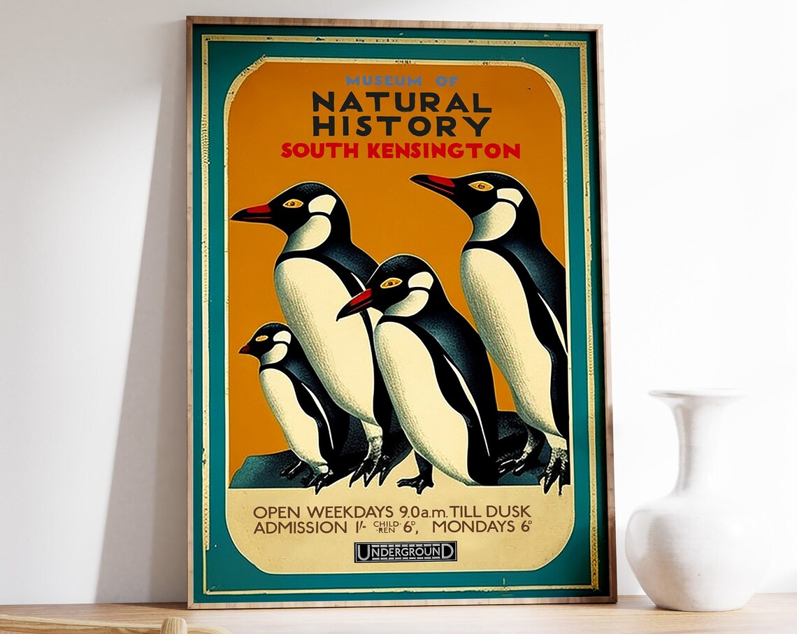 Museum Of Natural History Penguins Vintage Poster Print