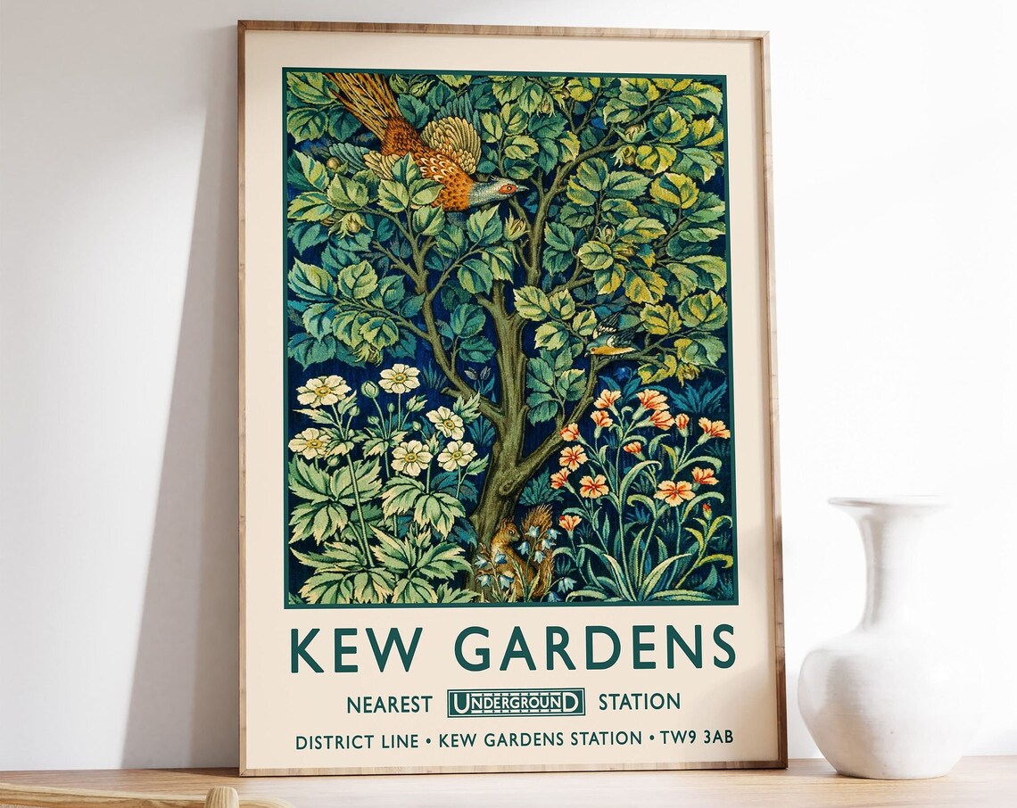 Kew Gardens, London Vintage Floral Art Print