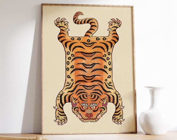 Vintage Tiger Poster, Animal Art Print