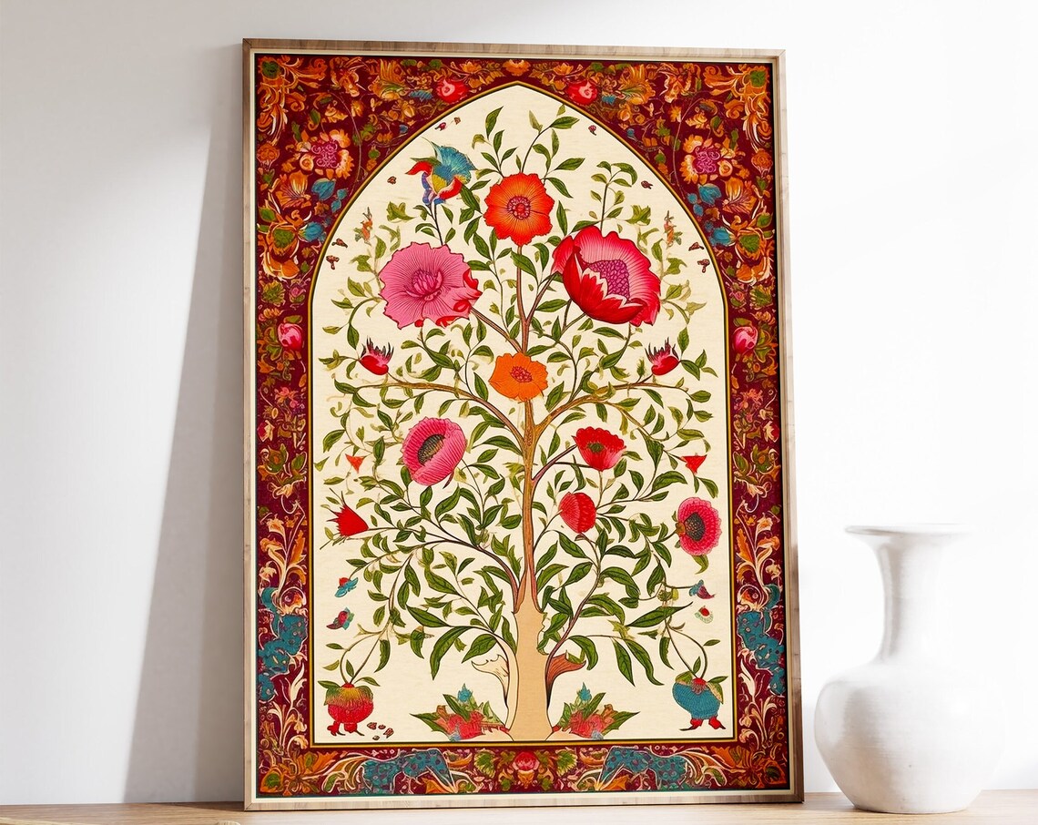 Islamic Floral Art Arabic Calligraphy Poster Print