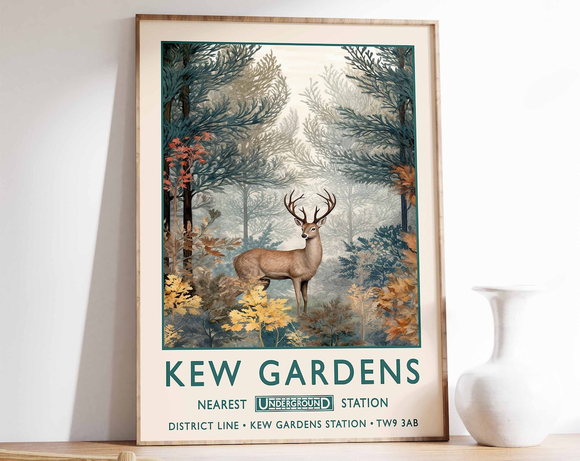William Morris Deer Print, Vintage London Wall Art