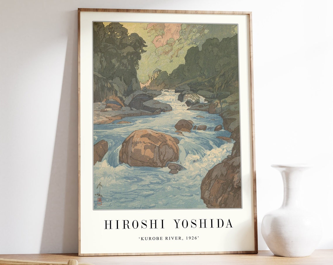 Hiroshi Yoshida Kurobe River Rapids 1926 Japanese Woodblock Art Poster