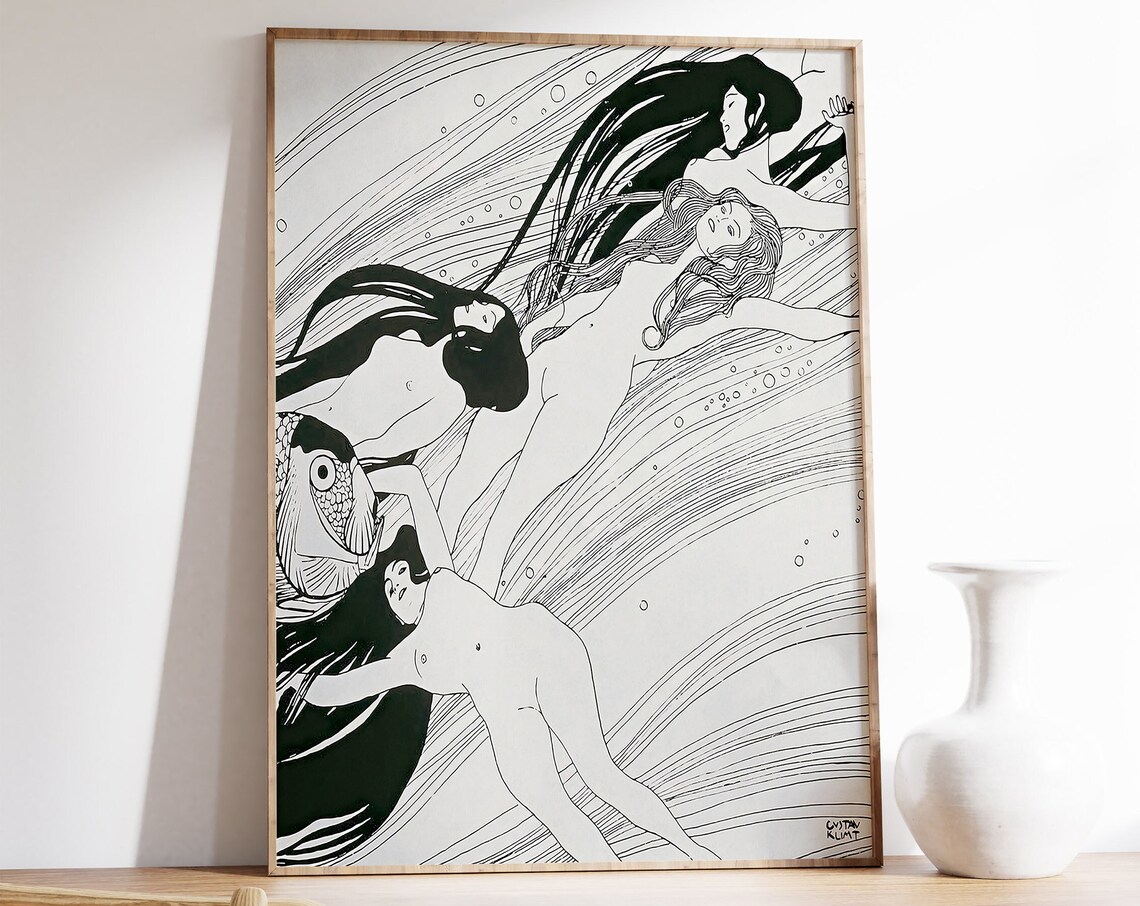 Gustav Klimt Fish Blood Art Print, Art Nouveau