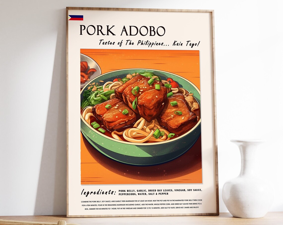 Pork Adobo Filipino Food Recipe Vintage Style Kitchen Wall Art