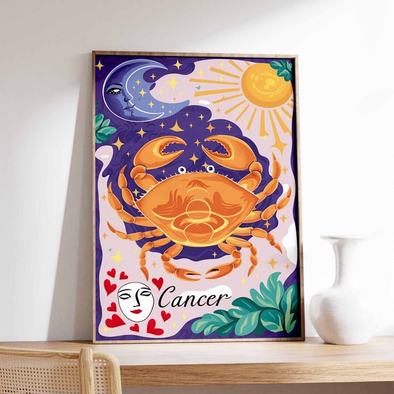 Cancer Poster Star Sign Poster Zodiac Print Birthday Gift Celestial Poster Astrology Art Boho Decor Bedroom Decor Spiritual Wall Art