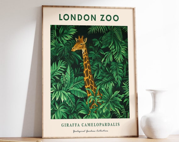 London Zoo Print Vintage Zoo Poster Giraffe Print Animal Art Botanical Decor Henri Rousseau Print Tropical Poster Jungle Art