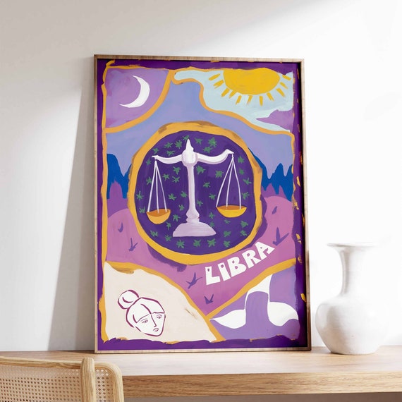 Libra Poster Star Sign Poster Zodiac Print Birthday Gift Celestial Poster Astrology Art Boho Decor Bedroom Decor Spiritual Wall Art
