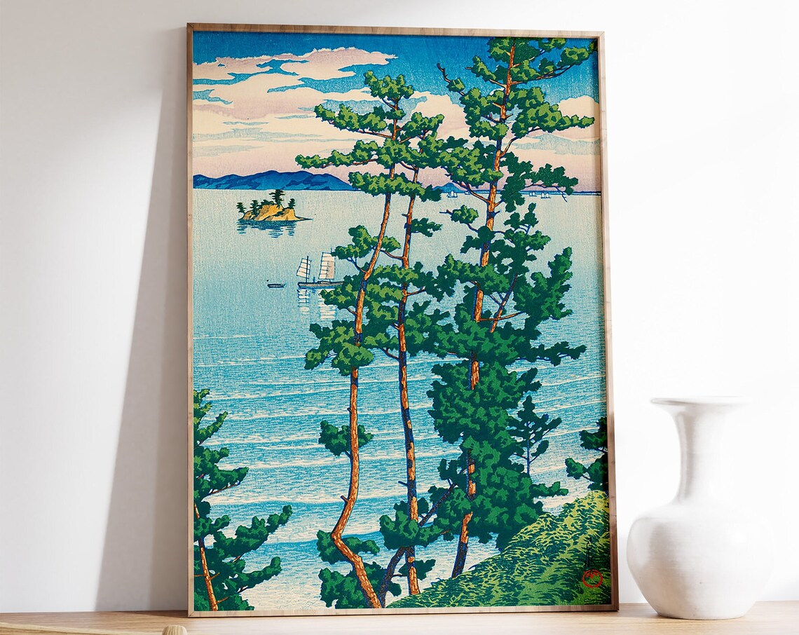 Hasui Kawase Nishi Park Pine Trees Japanese Woodblock Art Poster