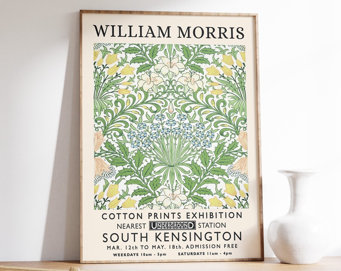 William Morris Cotton Prints Exhibition South Kensington Poster