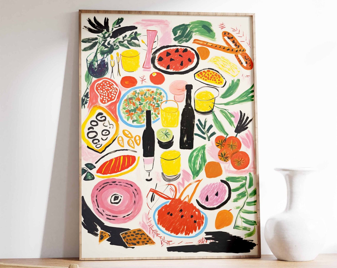 Colorful Summer Food Feast Collage Kitchen Wall Decor Art Poster