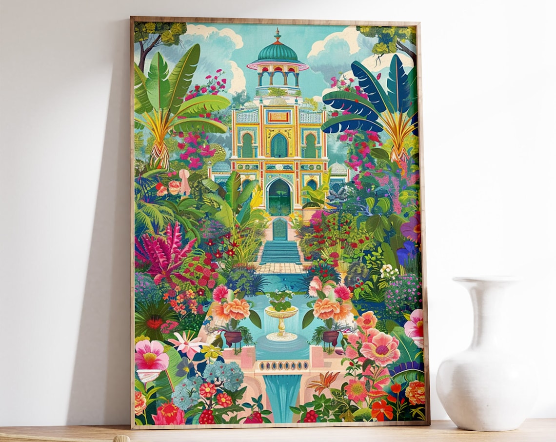 Traditional Indian Pichwai Botanical Art Print