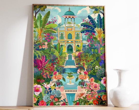 Traditional Indian Pichwai Botanical Art Print